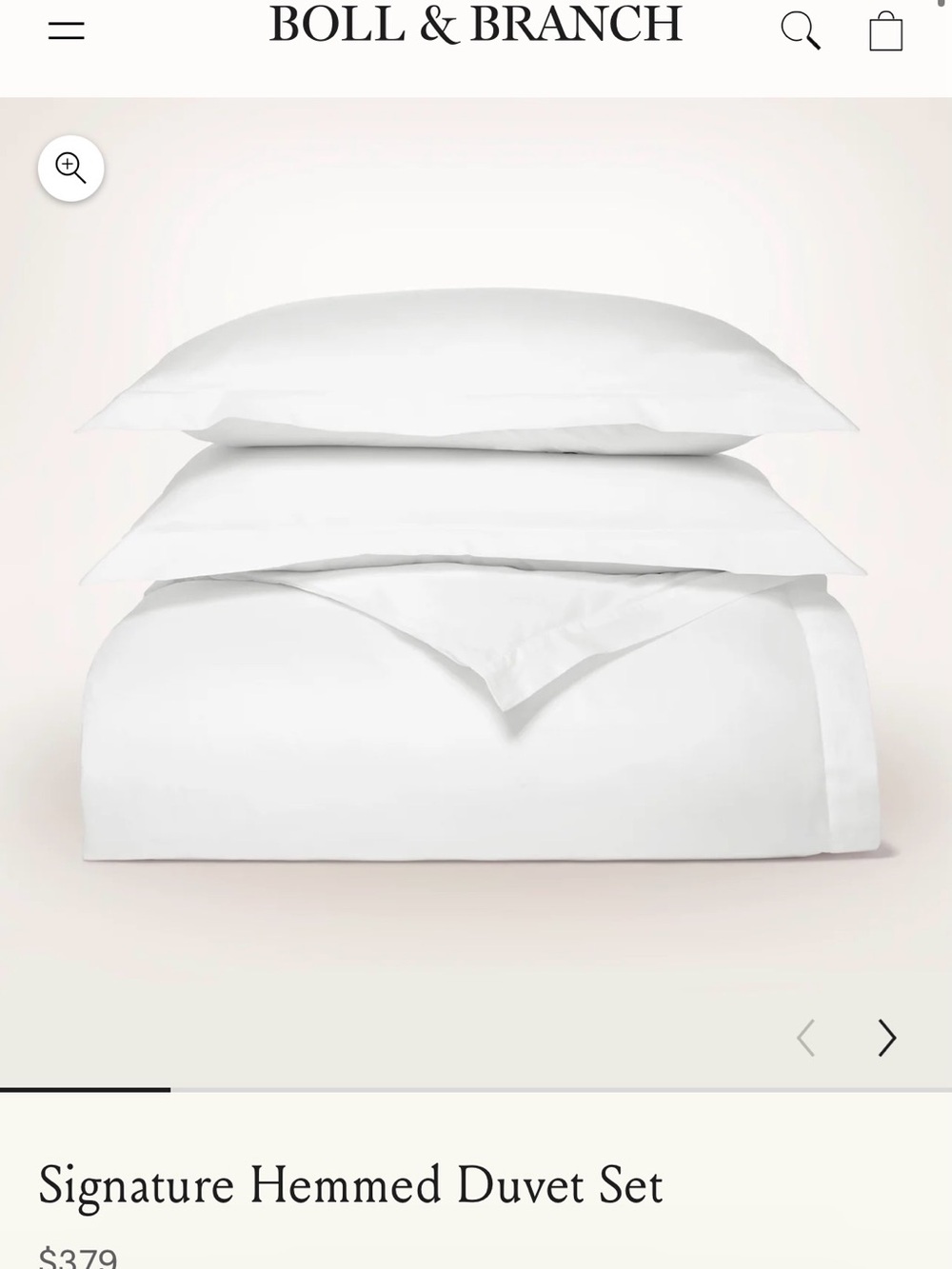 Boll & Branch White Signature Hemmed Duvet Cover King NWT